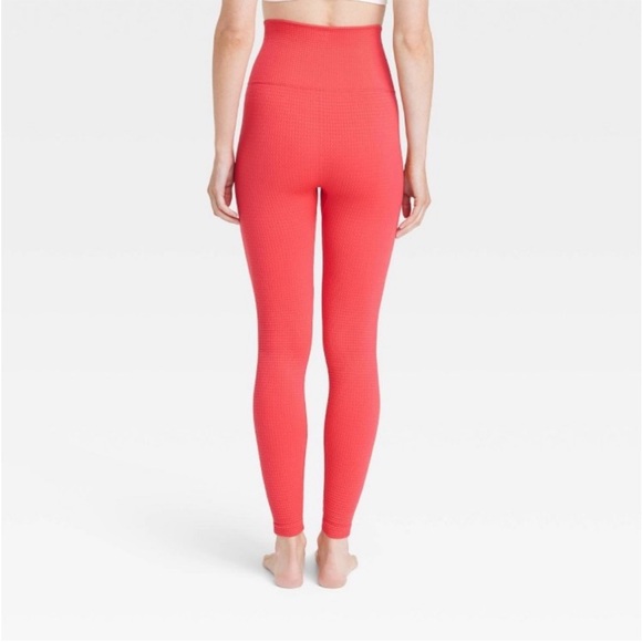 NWOT All in Motion Red Waffle Knit Compression Leggings - Picture 2 of 6